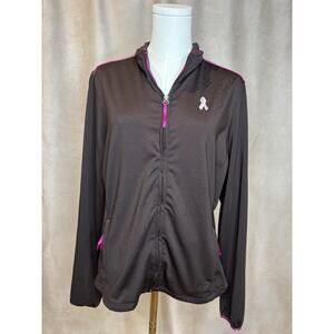 New Balance Women’s Full Zip Breast Cancer Awareness Jacket Brown Pink Trim L